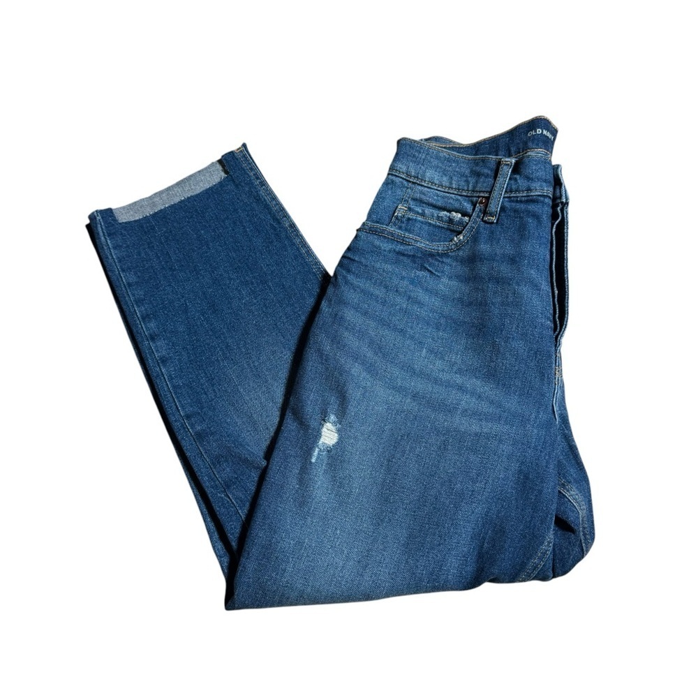 NWT Old Navy Extra High Rise Curvy Straight Leg Raw Edge Distressed Jeans - Picture 6 of 10